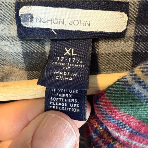 Lands End Plaid Flannel Shirt Traditional Fit Men's XL Red Blue Green - Picture 5 of 8